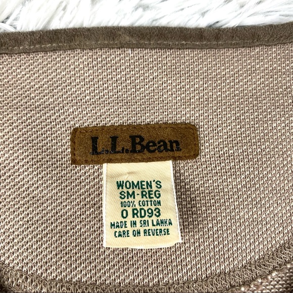 L.L. Bean Taupe Thick Knit Suede Trim Cardigan Jacket EUC - Picture 10 of 10